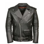 925 Men's classic police style gun pocket motorcycle jacket