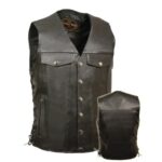 TN1051 - Men's Side Lace Denim Style Leather Vest